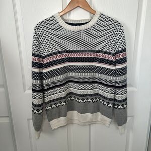 Retrofit Fair Isle Pullover Sweater Women's Large Winter Chunky Knit 100% Cotton